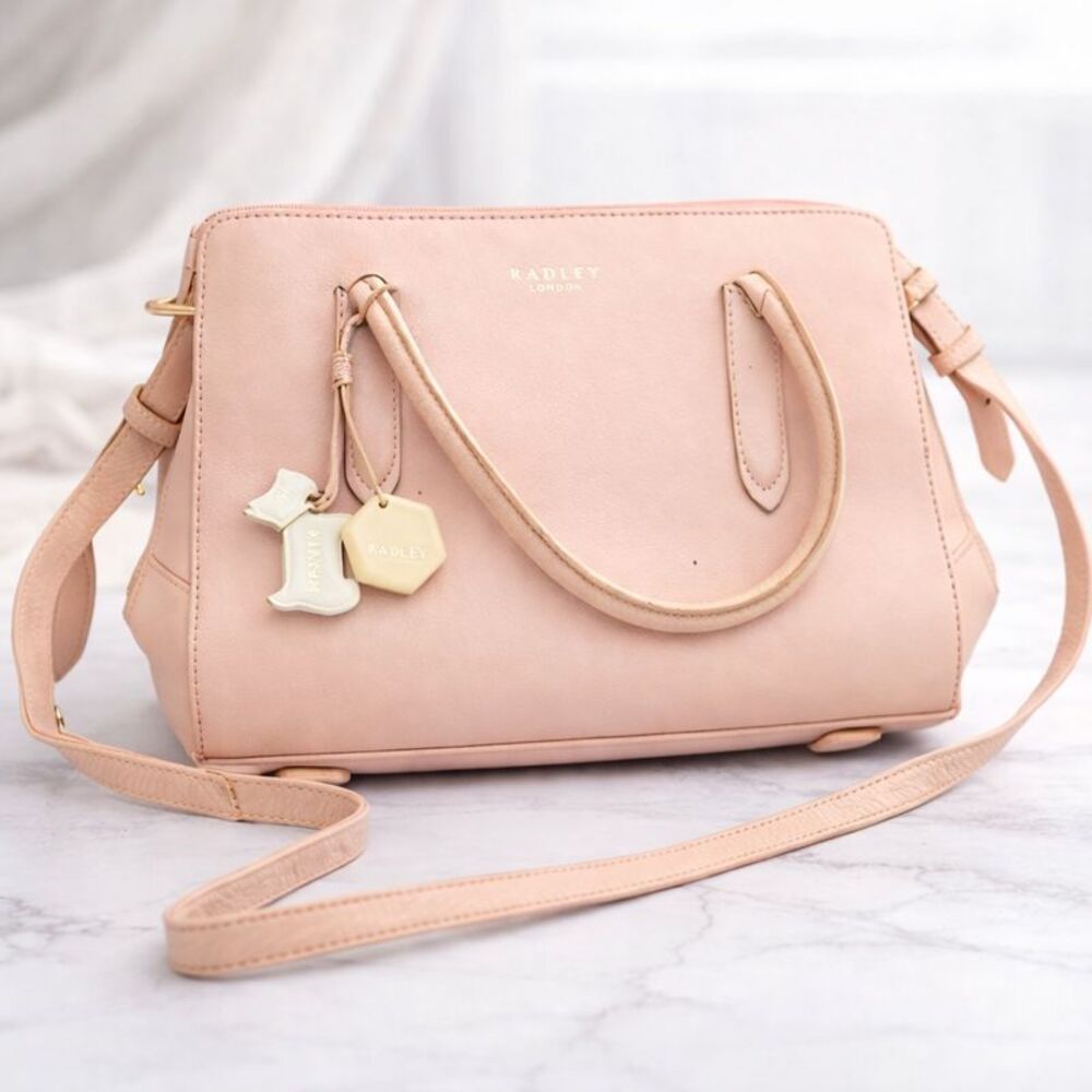 Radley London Pink Leather Crossbody Bag Adjustable Strap Small Shoulder Purse